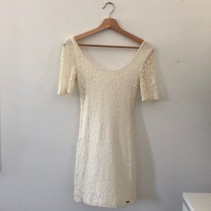 XS Volcom Off-White Fitted Lace Short Dress